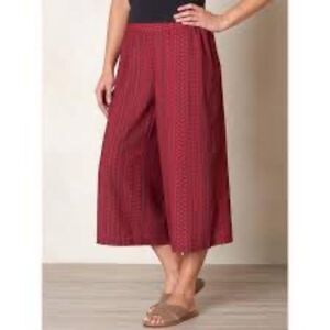 Prana Red Wide Leg Cropped Pants